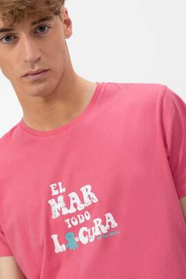 CAMISETA EL MAR TODO LO-CURA ROSA CHICLE