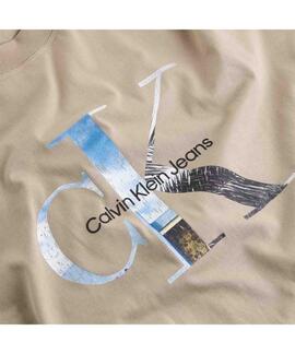 CAMISETA CK CON MONOGRAMA ESTAMPADO FOTOGRÁFICO BEIGE