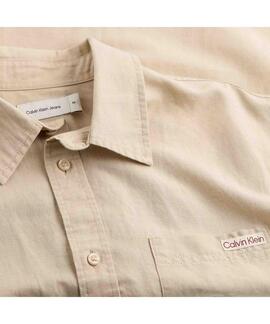 CAMISA MANGA CORTA DE LINO CK REGULAR FIT BEIGE