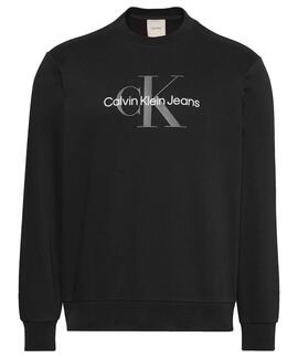 SUDADERA CK CON MONOGRAMA EN EL PECHO NEGRA