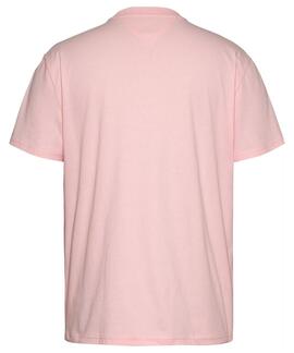 CAMISETA REGULAR FIT CON LOGO LINEAL BORDADO ROSA