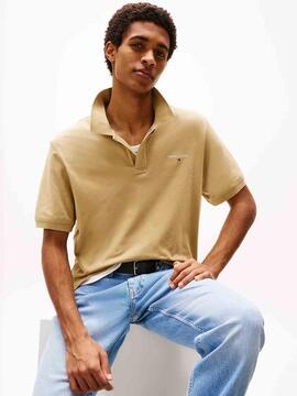 POLO REGULAR FIT CON LOGO LINEAL BORDADO BEIGE