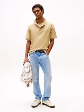 POLO REGULAR FIT CON LOGO LINEAL BORDADO BEIGE