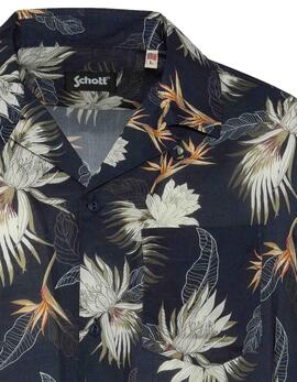 CAMISA MANGA CORTA SHRIVERA CON ESTAMPADO TROPICAL