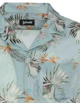 CAMISA MANGA CORTA SHRIVERA CON ESTAMPADO TROPICAL