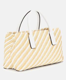 BOLSO DE MANO SIMONA RAFIA BLANCO MULTI