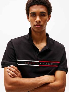 POLO SLIM FIT LOGO LINEAL BORDADO NEGRO