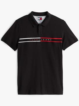 POLO SLIM FIT LOGO LINEAL BORDADO NEGRO