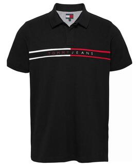 POLO SLIM FIT LOGO LINEAL BORDADO NEGRO