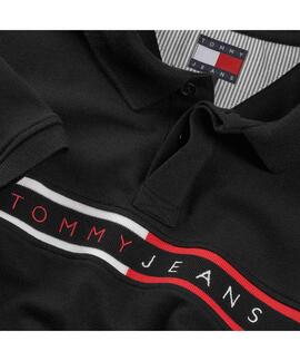 POLO SLIM FIT LOGO LINEAL BORDADO NEGRO