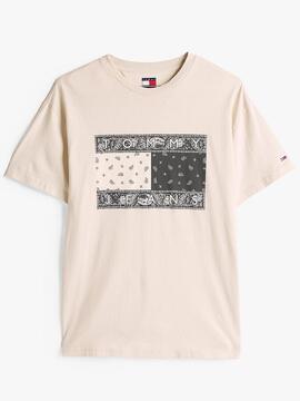 CAMISETA RELAXED FIT CON LOGO DE CACHEMIR BEIGE