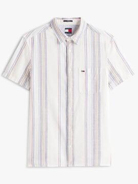 CAMISA MANGA CORTA TEXTURIZADA REGULAR FIT RAYAS MULTICOLOR