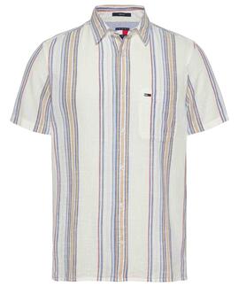 CAMISA MANGA CORTA TEXTURIZADA REGULAR FIT RAYAS MULTICOLOR