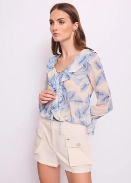 BLUSA EN GEORGETTE ESTAMPADA PARA MUJER