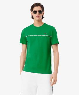 CAMISETA CON RIBETE EN EL PECHO VERDE