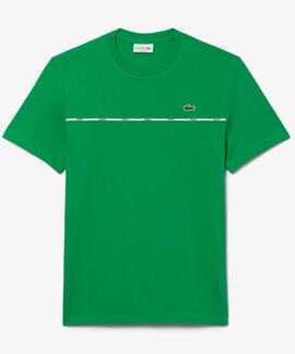 CAMISETA CON RIBETE EN EL PECHO VERDE