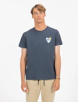 CAMISETA ESTAMPADO CORAZÓN ATLÁNTICO AZUL MARINO DELAVÉ