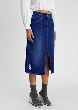 FALDA MIDI MUJER LASAL RAYO DENIM AZUL