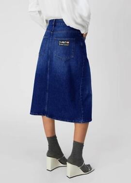 FALDA MIDI MUJER LASAL RAYO DENIM AZUL