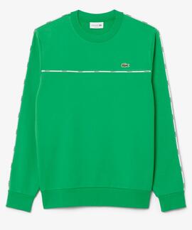 SUDADERA DE FELPA CON RIBETE DE LOGOTIPO VERDE