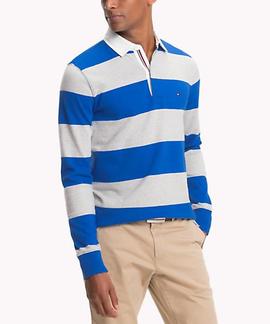 ICONIC BLOCK STRIPE RUGBY REGULAR FIT BLUE LOLITE