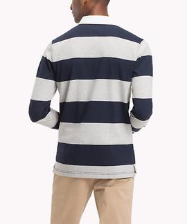ICONIC BLOCK STRIPE RUGBY REGULAR FIT SKY CAPTAIN